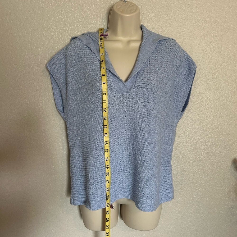 Versona Sky Blue Knit Top with V neck - Picture 3 of 6